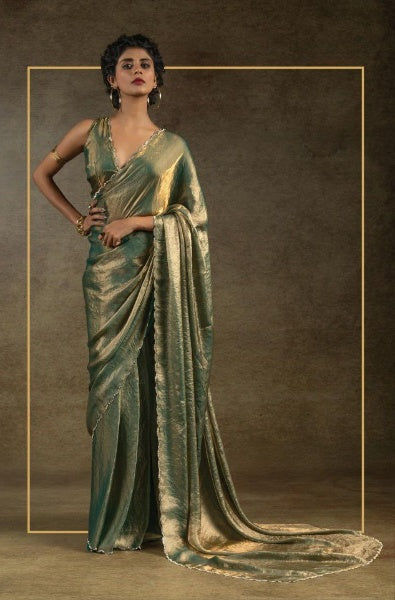 Green Designer Party Wear Space Silk Saree