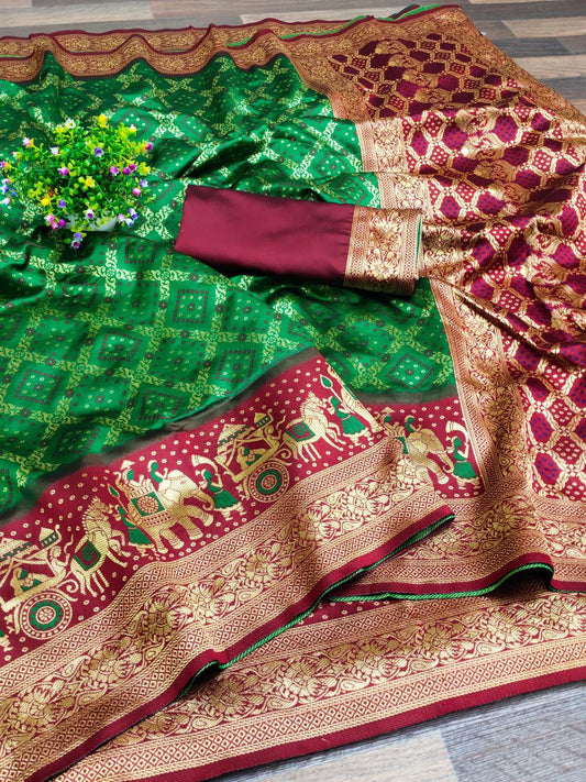 Green Kanchipuram Jacquard Silk Saree