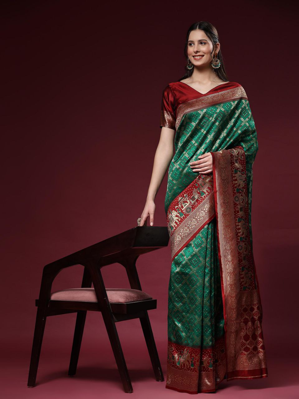 Green Kanchipuram Jacquard Silk Saree