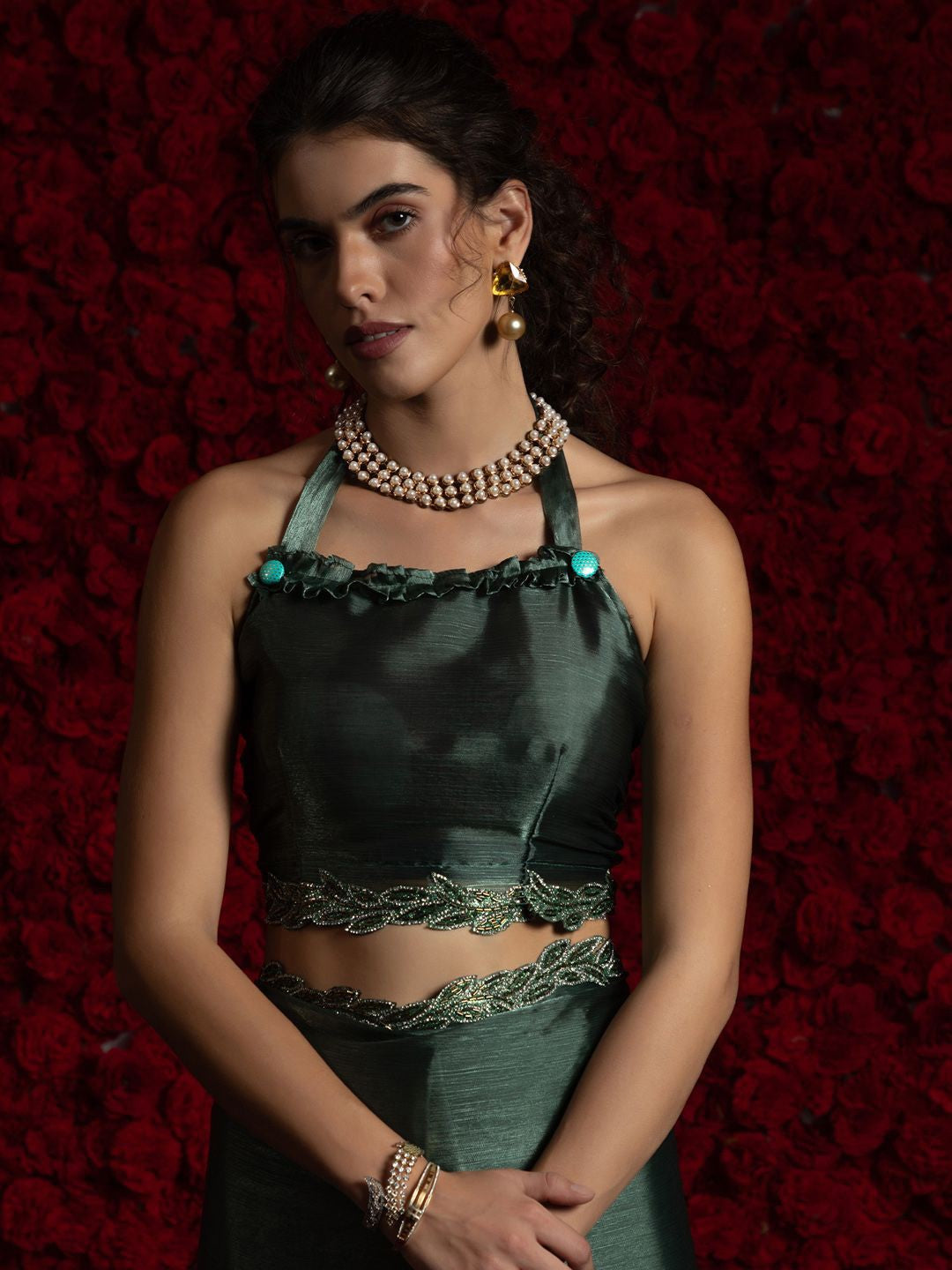 Green Party Wear Tissue Chiffon Saree | 100% Original Saree