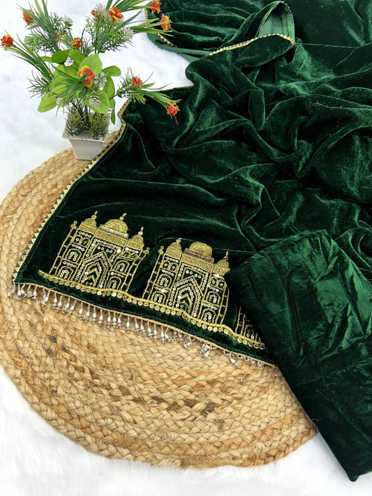 Green Taj Mahal Viscose Velvet Saree