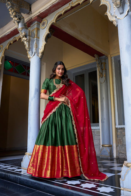 Green Traditional South Indian Lehenga