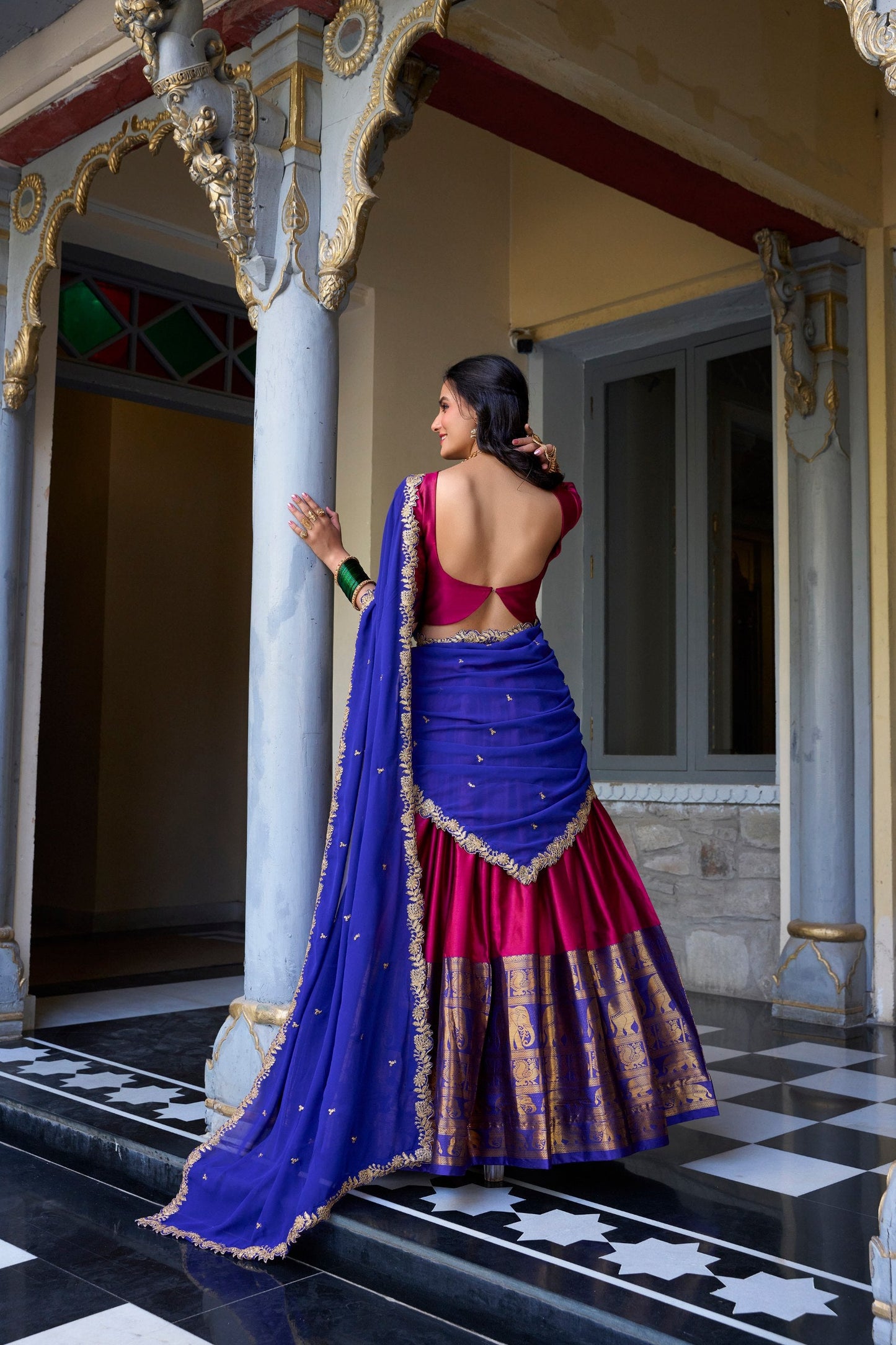 Pink Traditional South Indian Lehenga