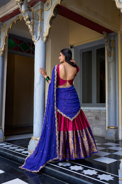 Pink Traditional South Indian Lehenga