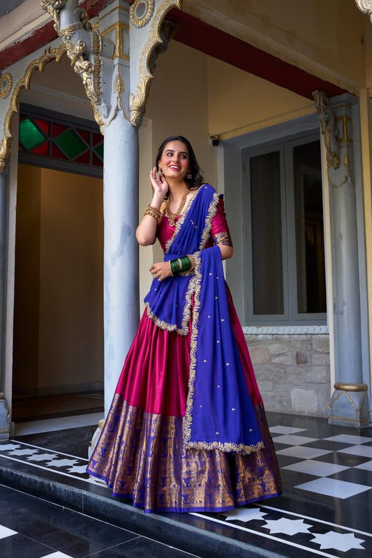 Pink Traditional South Indian Lehenga