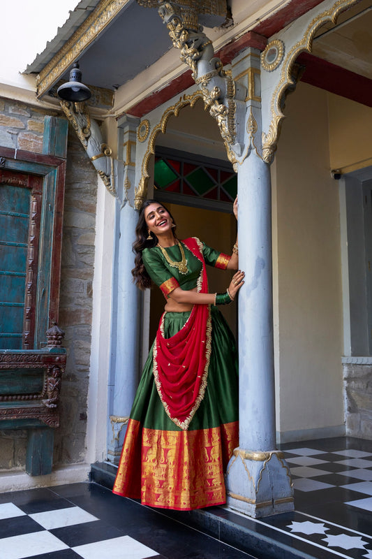 Green Traditional South Indian Lehenga