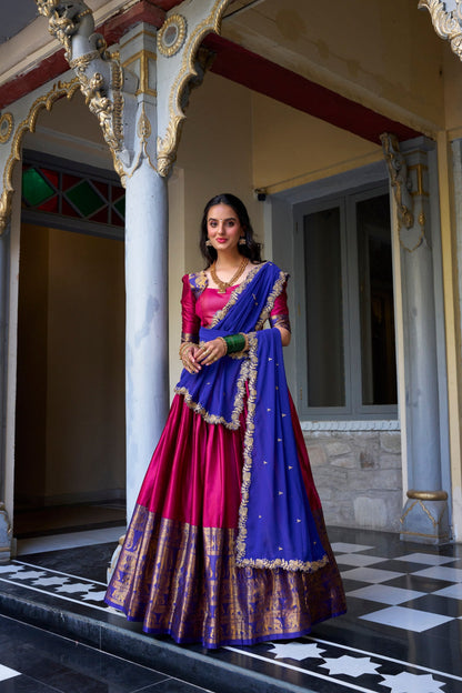 Pink Traditional South Indian Lehenga