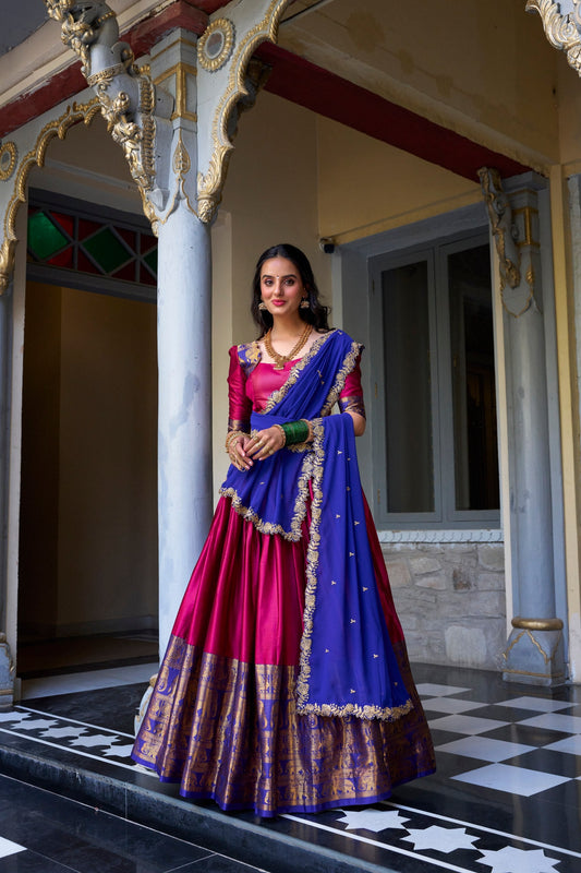Pink Traditional South Indian Lehenga