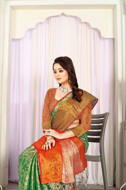 Green Wedding Wear Banarasi Silk Saree