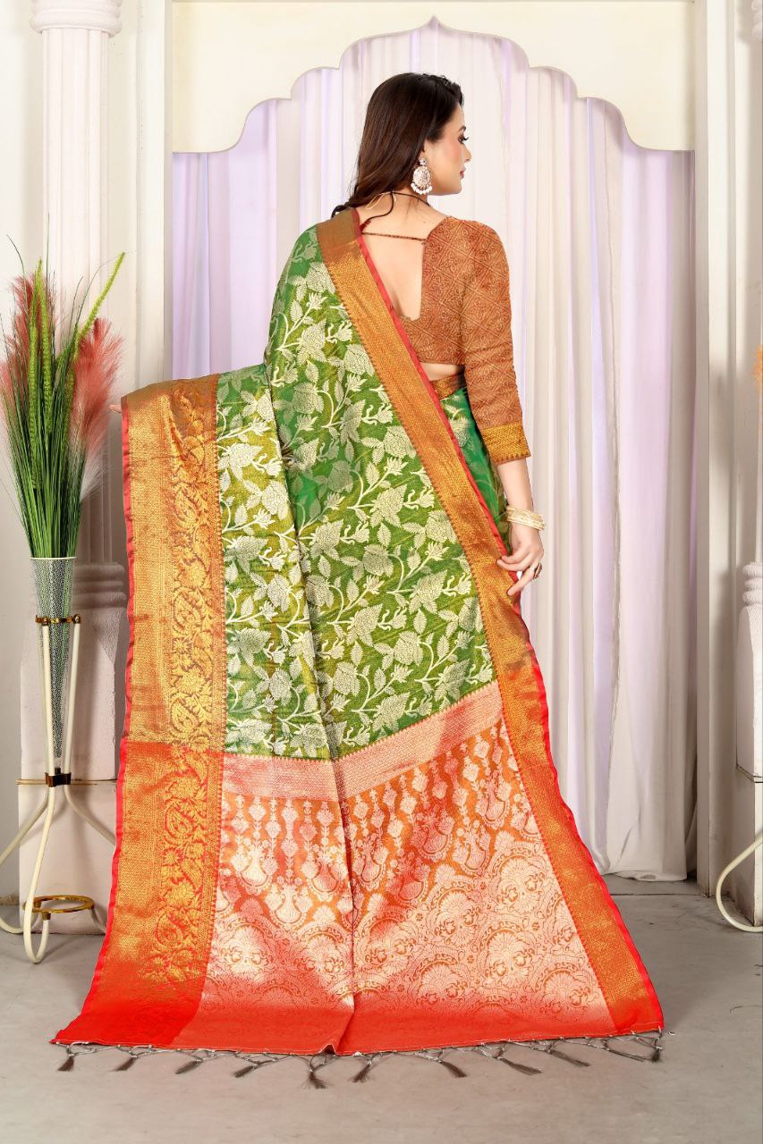 Green Wedding Wear Banarasi Silk Saree