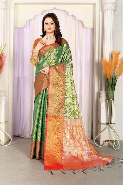 Green Wedding Wear Banarasi Silk Saree