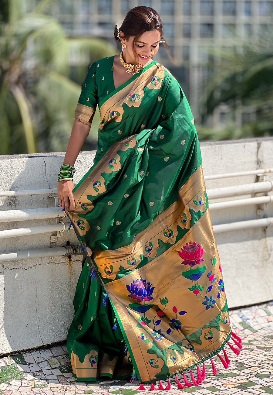 Green Wedding Wear Paithani Saree