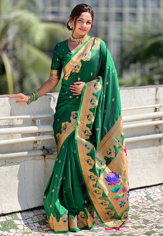 Green Wedding Wear Paithani Saree
