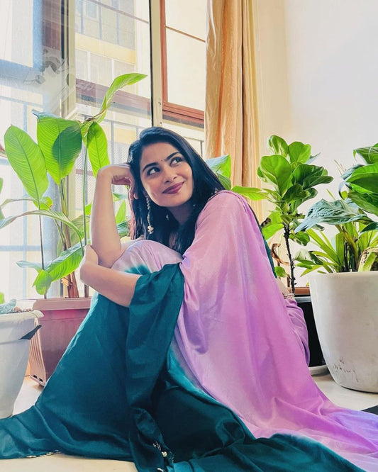 Hand Dying Chinon Silk Saree