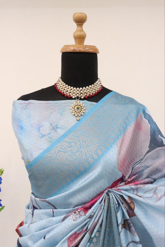 Handloom Silk Digital Printed Saree