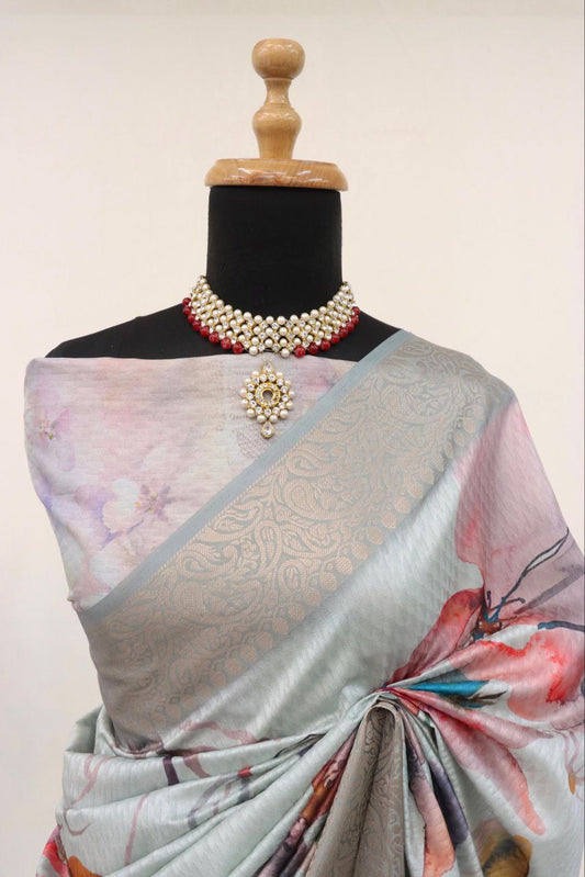 Handloom Silk Digital Printed Saree