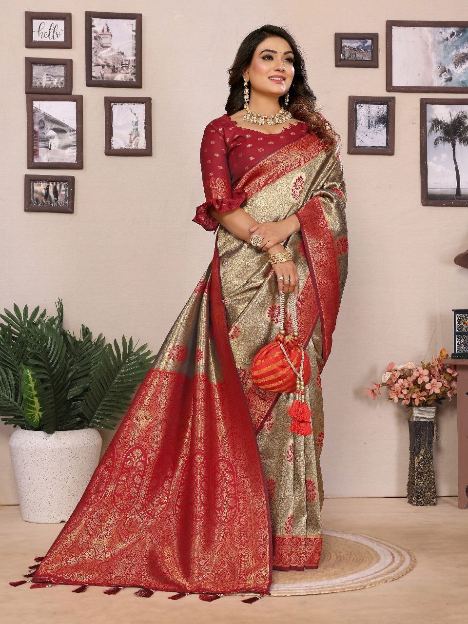 Handloom Tissue Silk Saree For Wedding