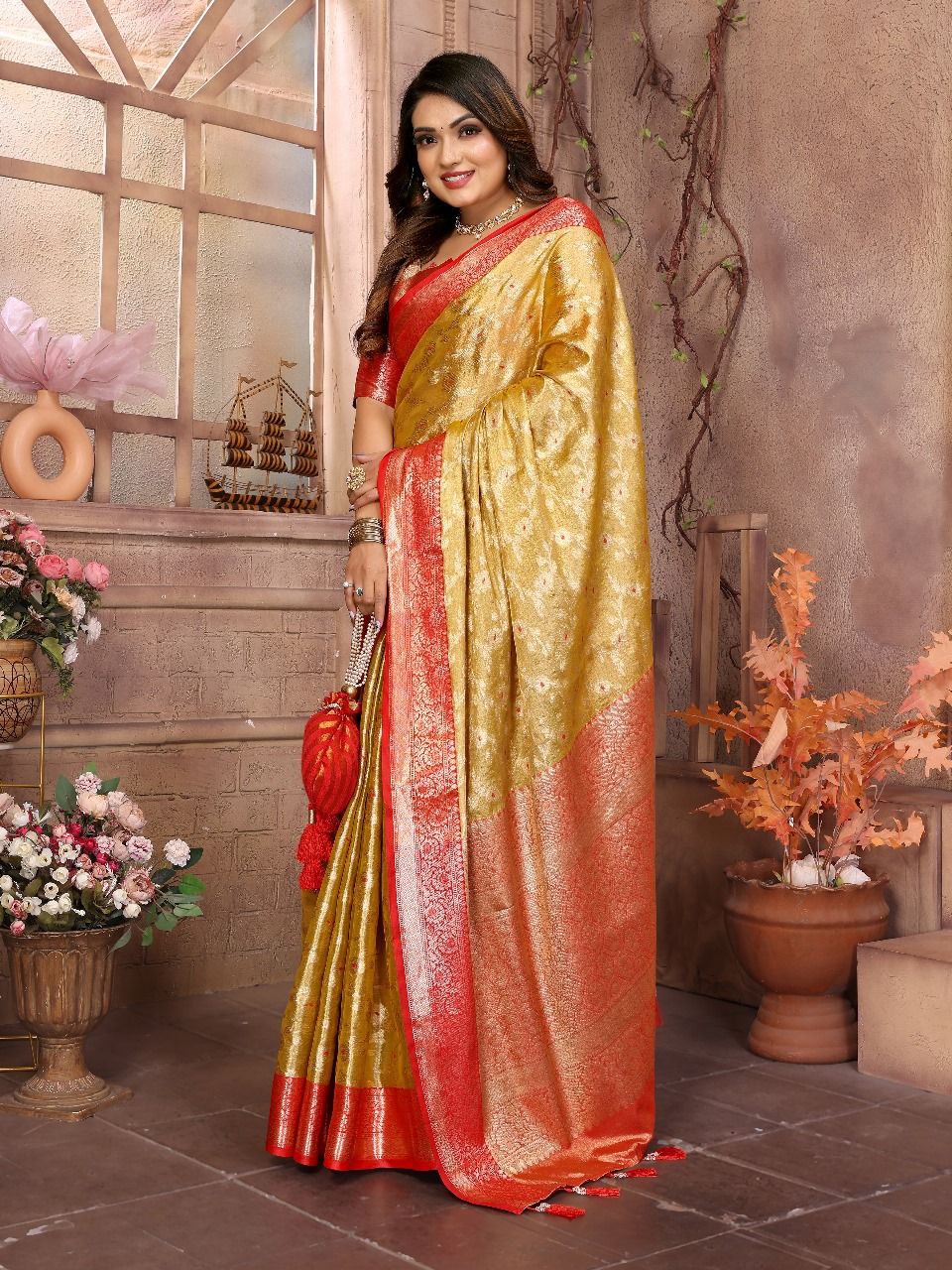Handloom Tissue Silk Saree For Wedding