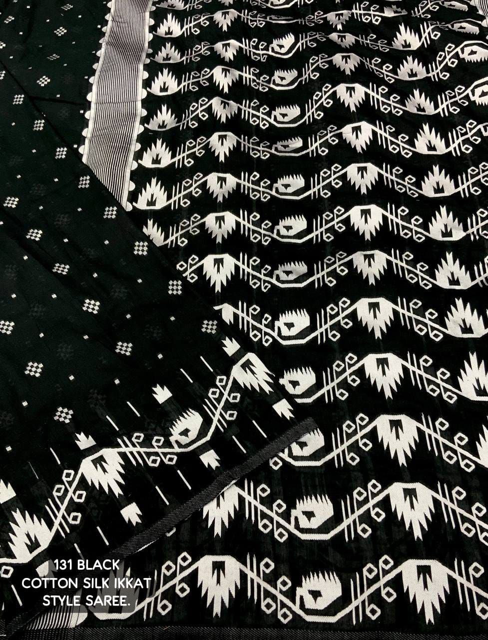Black Ikkat Style Cotton Silk Saree