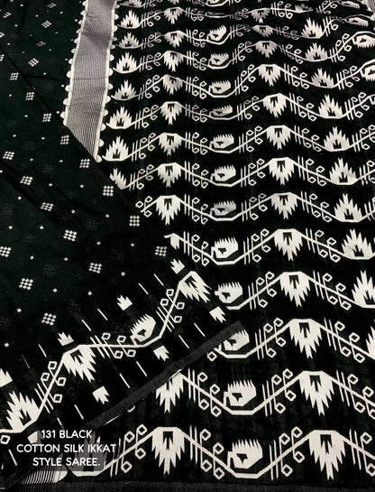 Black Ikkat Style Cotton Silk Saree