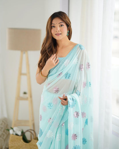 Sky Designer Party Wear Georgette Saree