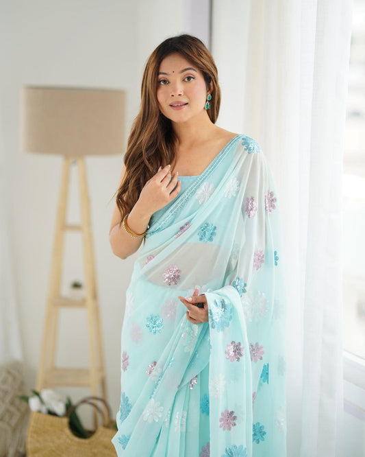 Sky Designer Party Wear Georgette Saree