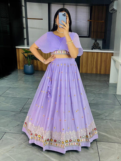 Lavender Designer Wedding Wear Lehenga Choli