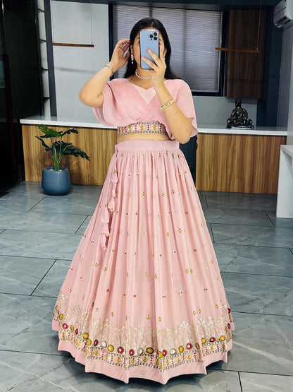 Peach Designer Wedding Wear Lehenga Choli