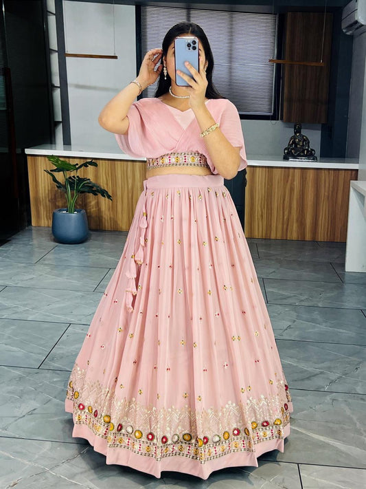 Peach Designer Wedding Wear Lehenga Choli