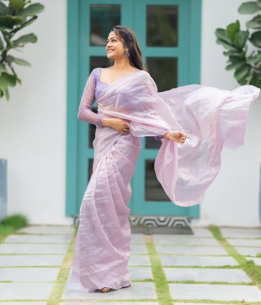 Lavender Gold Crush Saree
