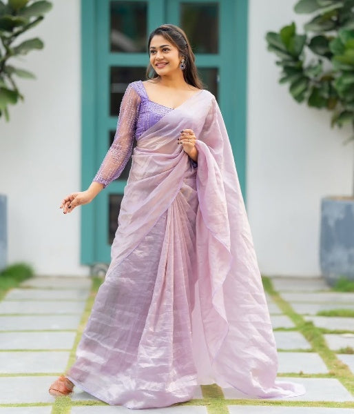 Lavender Gold Crush Saree