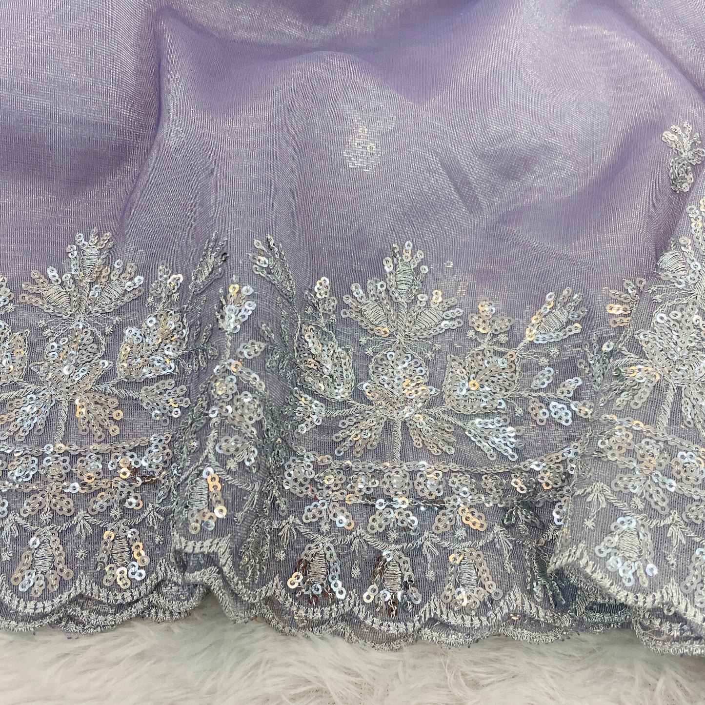 Lavender Party Wear Gold Twill Net Saree