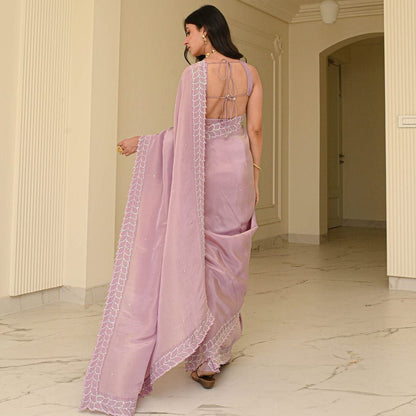 Lavender Party Wear Rangoli Silk Saree