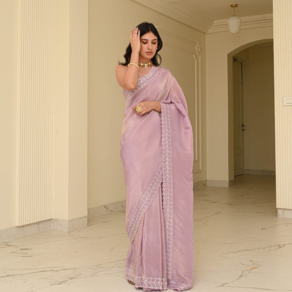 Lavender Party Wear Rangoli Silk Saree