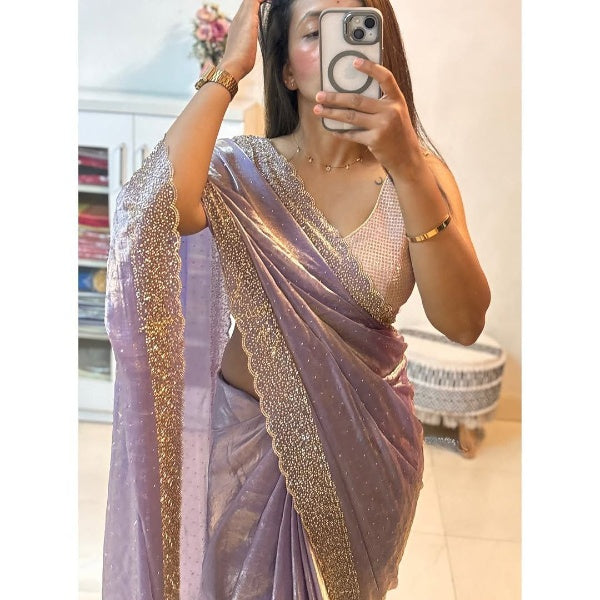 Lavender Party Wear Space Silk Saree