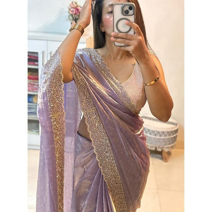 Lavender Party Wear Space Silk Saree
