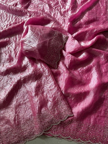 Pink Party Wear Space Silk Saree