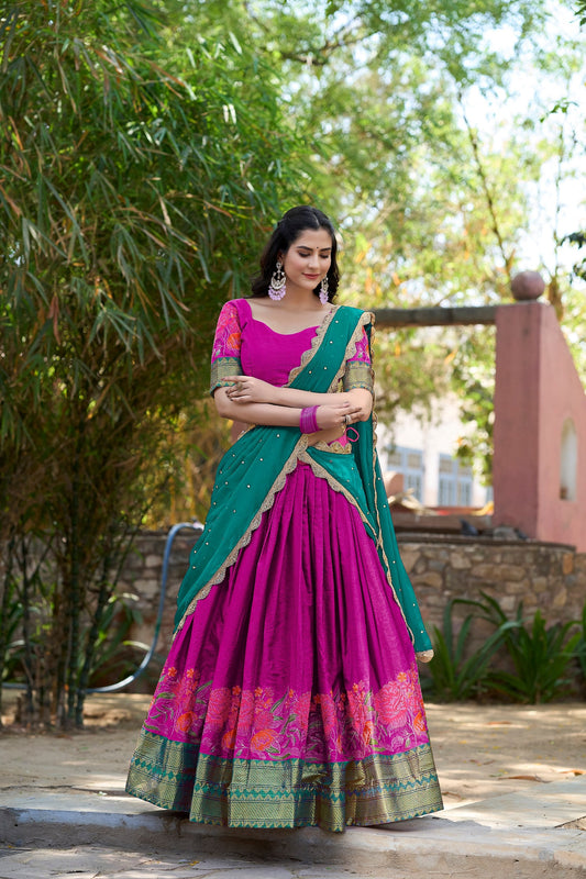 Rani Pink Traditional Cotton Silk Lehenga