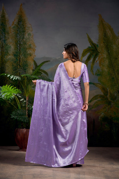 Lavender Wedding Wear Kanjivaram Saree