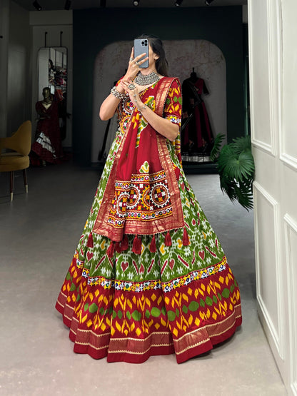 Green Designer Navaratri Wear Lehenga Choli