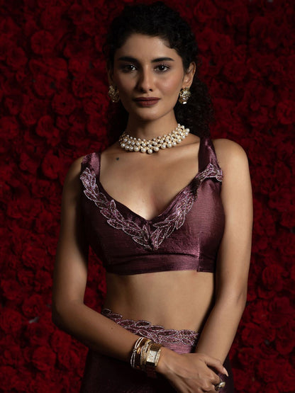 Magenta Party Wear Tissue Chiffon Saree | 100% Original Saree