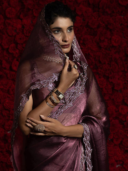 Magenta Party Wear Tissue Chiffon Saree | 100% Original Saree