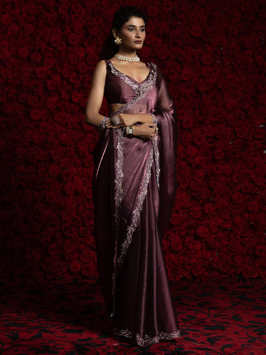 Magenta Party Wear Tissue Chiffon Saree | 100% Original Saree