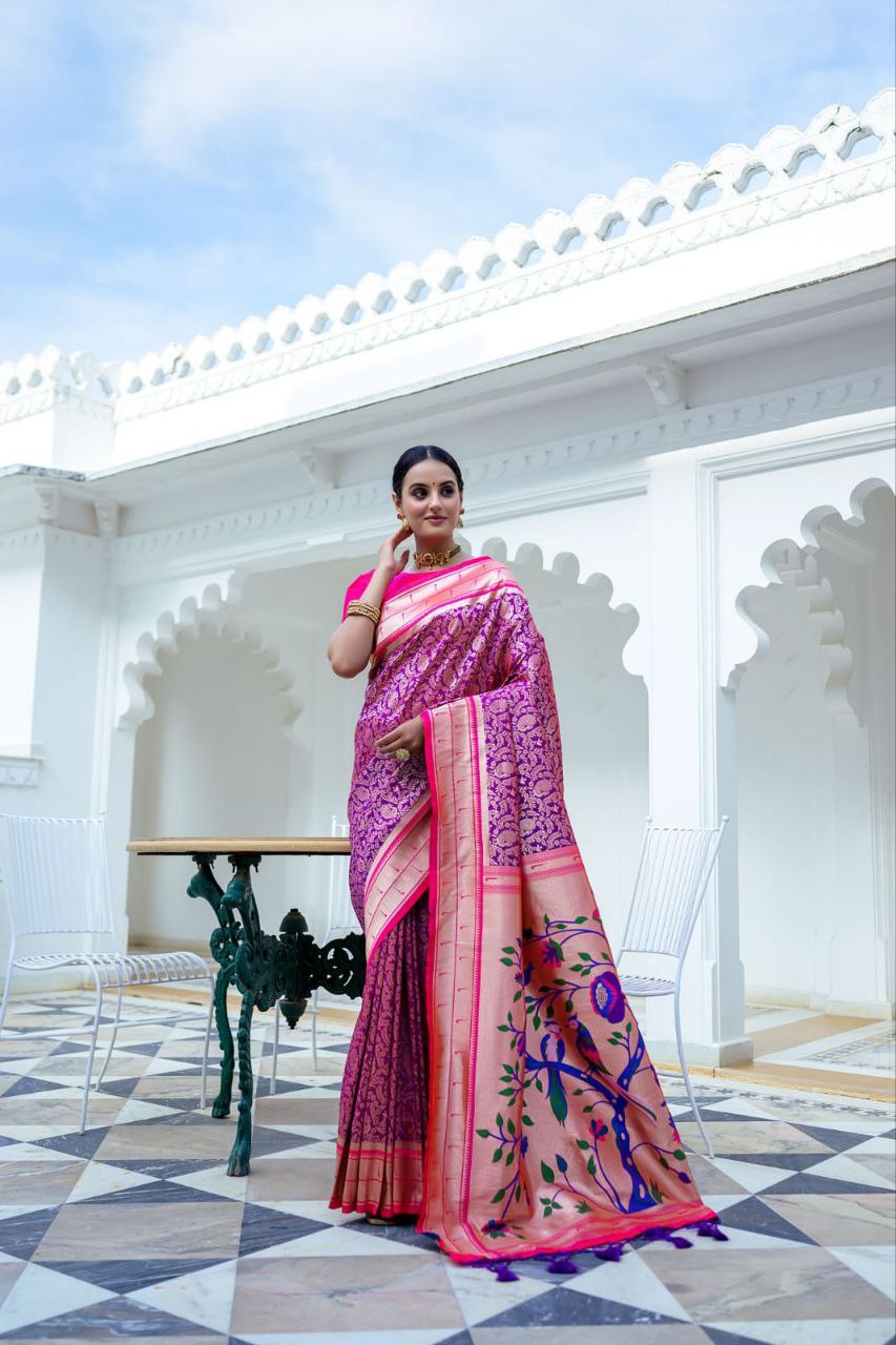 Magenta Traditional Kanjivaram Silk Saree