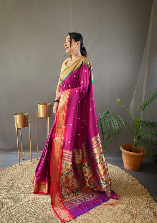 Magenta Traditional Marathi Paithani Saree