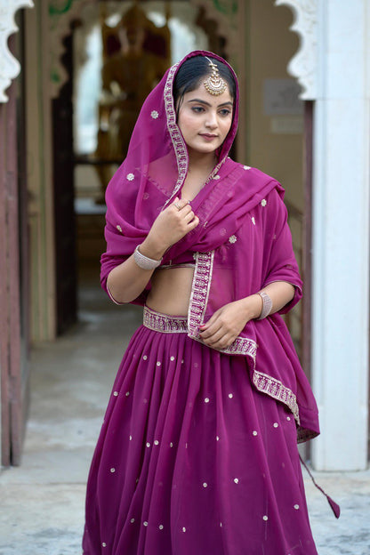 Magenta Wedding Wear Georgette Lehenga Choli
