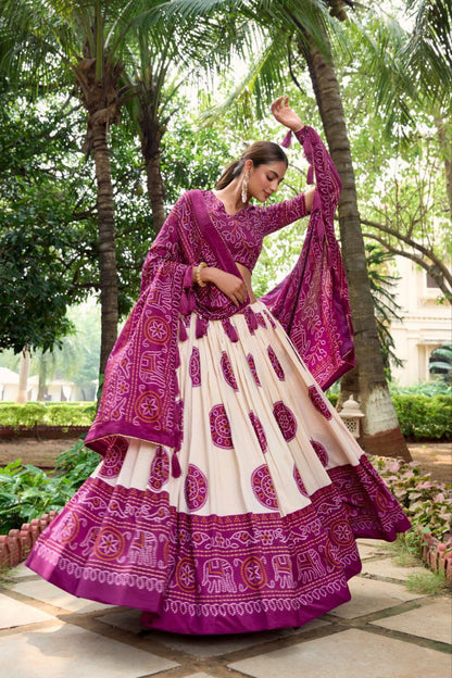 Magenta Wedding Wear Patola Printed Lehenga