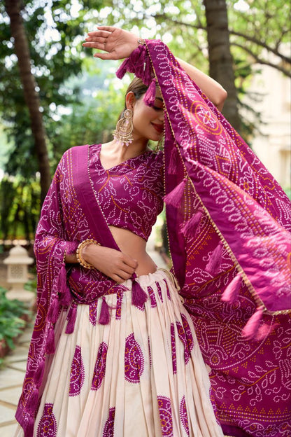 Magenta Wedding Wear Patola Printed Lehenga