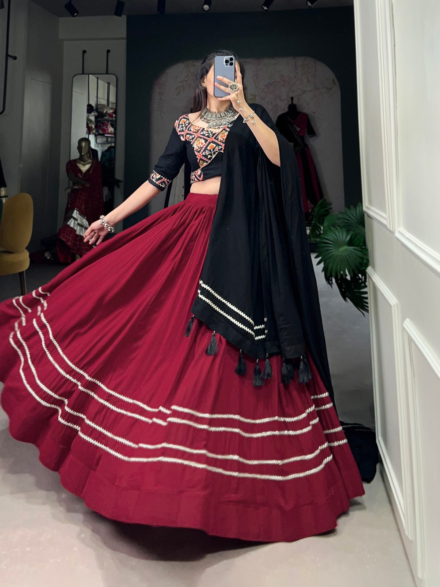 Maroon Designer Navaratri Wear Lehenga Choli