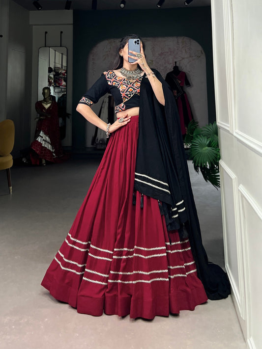Maroon Designer Navaratri Wear Lehenga Choli